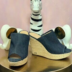 Michael Kors Dark Blue Denim Wedges